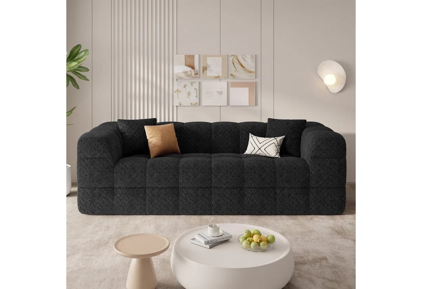 HawthyHome Sofa 2-3 Sitzer Chenille Modern Schwarz - Bild 2