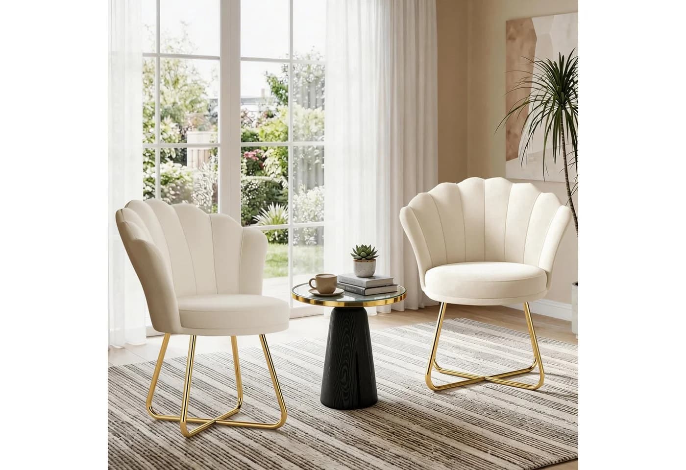 HawthyHome Polsterstuhl Muschelförmig Beige - Bild 3