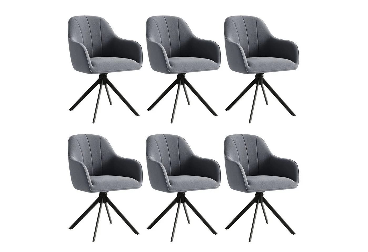 HawthyHome Polsterstuhl 360° drehbar mit Armlehne Grau Samt - Bild 3