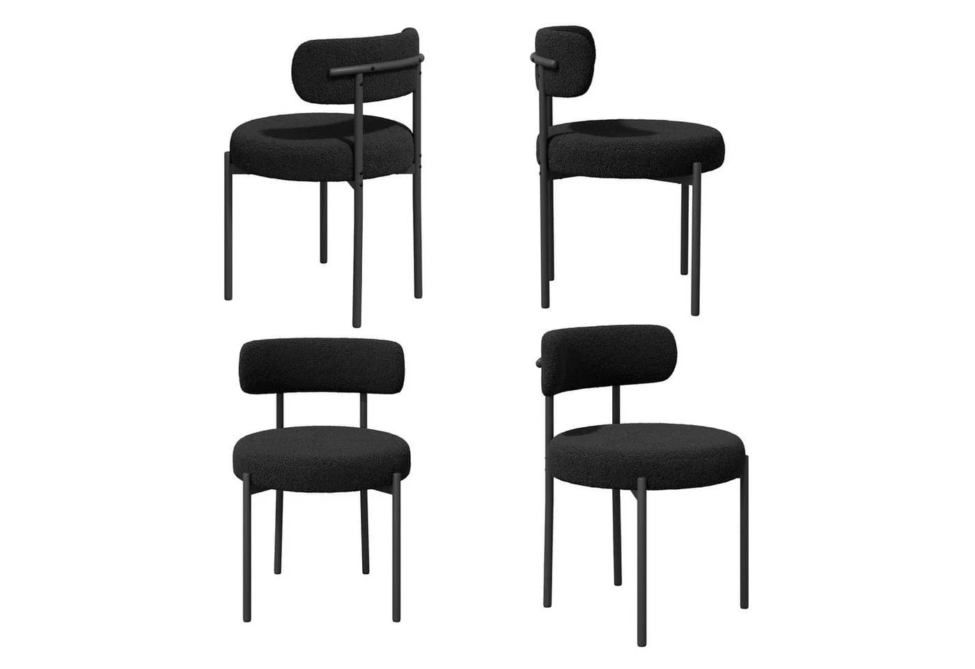 HawthyHome Esszimmerstuhl Teddy Stoff Runde Boucle Stühle Polsterstuhl mit Metallgestell 4er Set - Bild 2