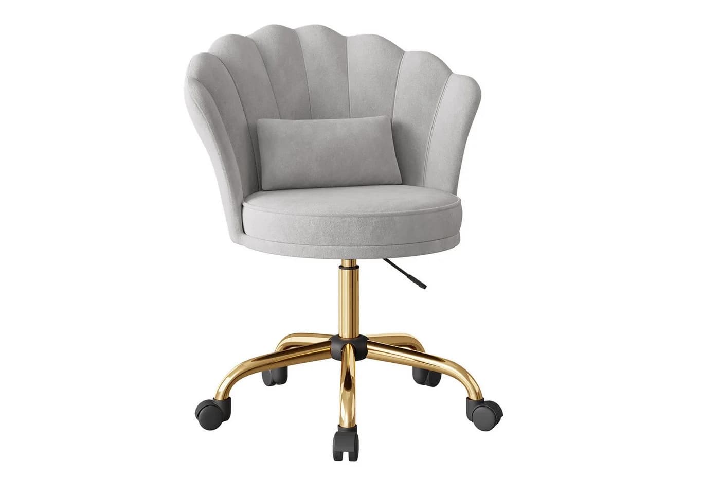 HawthyHome Bürostuhl Schreibtischstuhl Blütenrückenlehne Grau Samt Ergonomisch - Bild 2