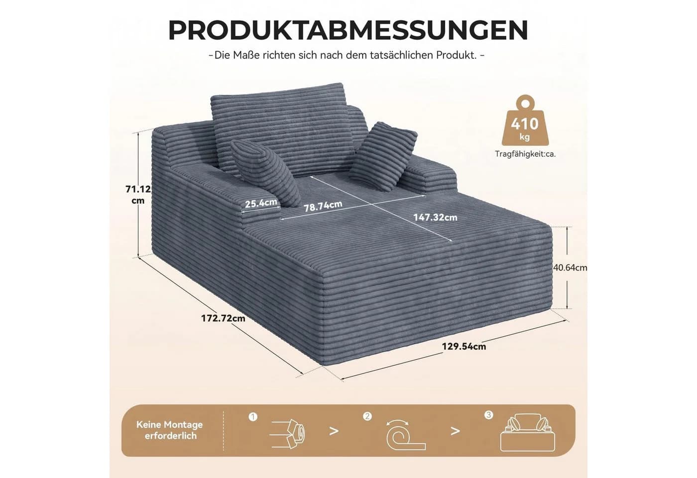 HawthyHome Schlafsofa Cordstoff Relaxsofa Beige
