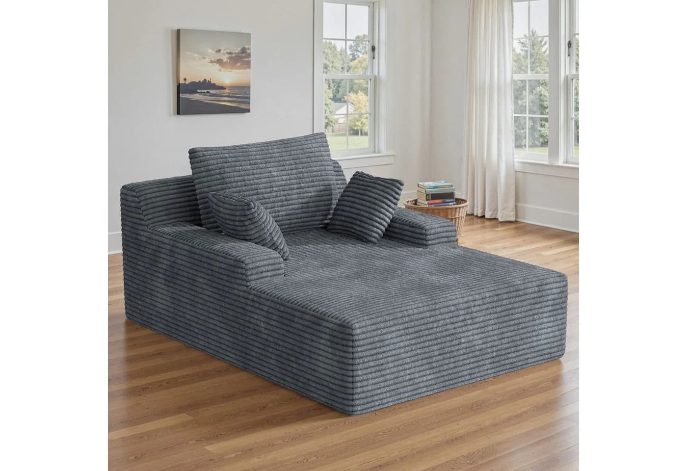 HawthyHome Schlafsofa Cordstoff Relaxsofa Beige - Bild 2