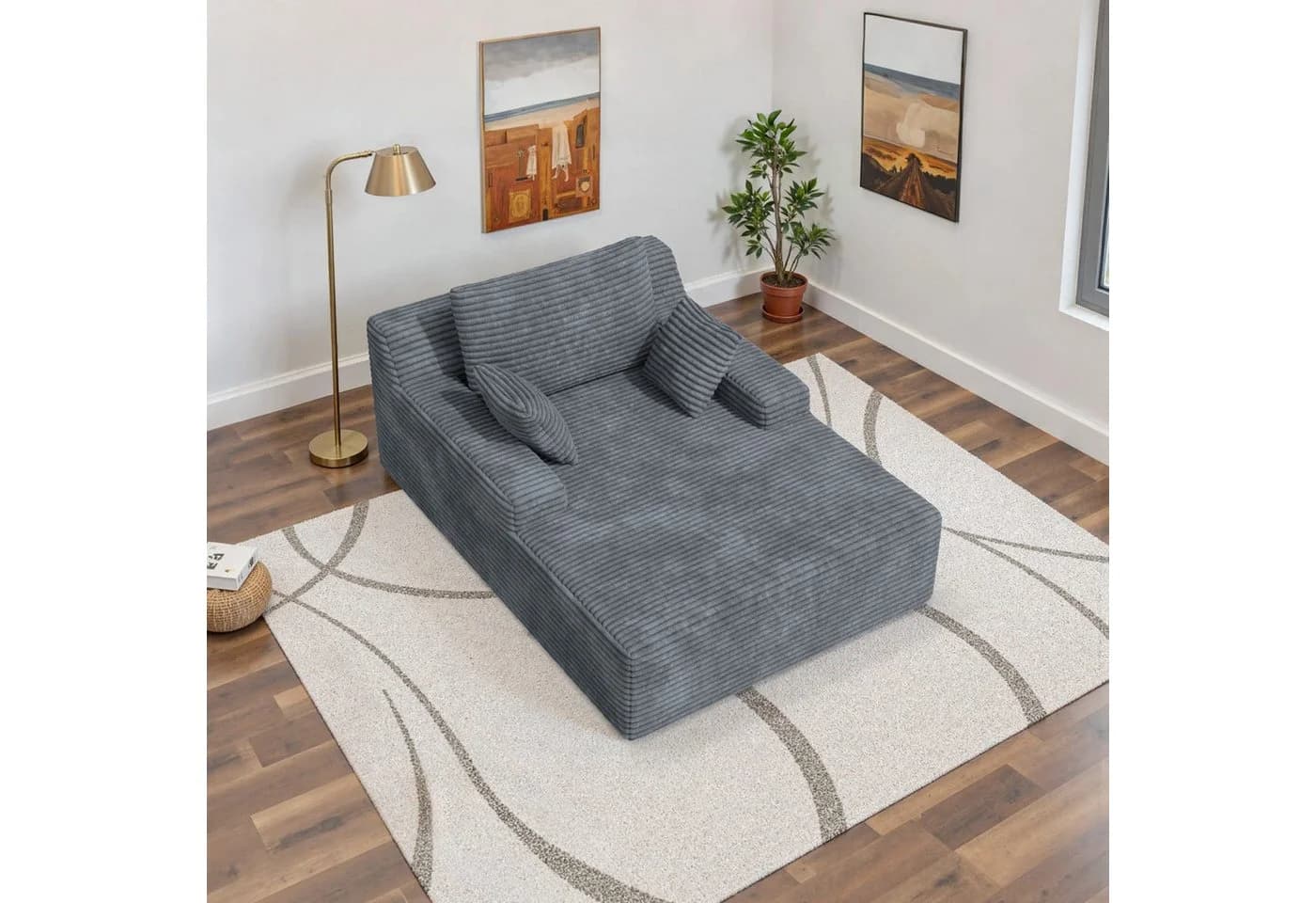 HawthyHome Schlafsofa Cordstoff Relaxsofa Beige - Bild 4