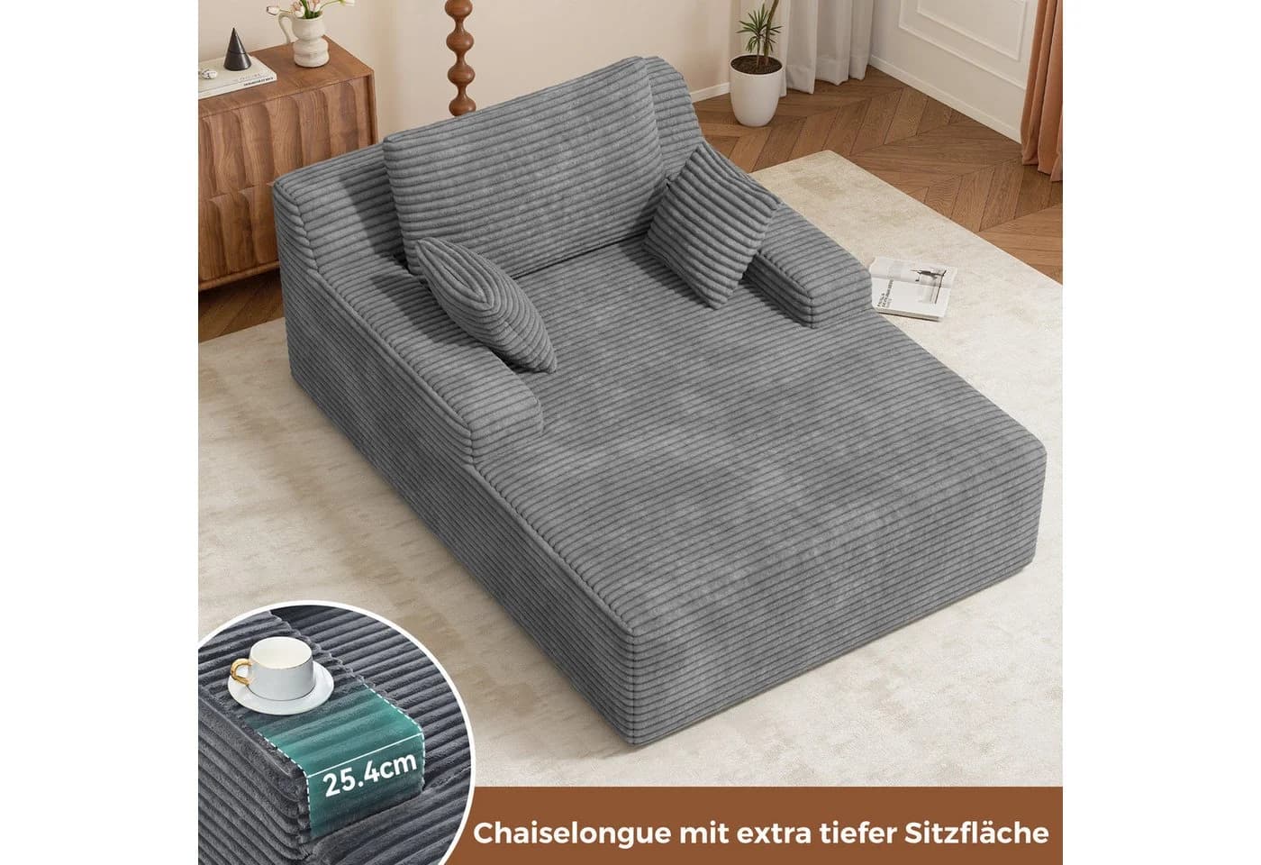 HawthyHome Schlafsofa Cordstoff Relaxsofa Beige - Bild 5