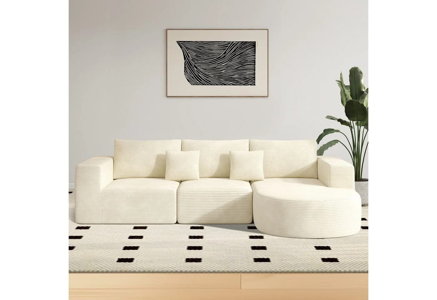HawthyHome Cloud-Cord Ecksofa L-Form Beige Schwarz Grau Grün - Bild 4