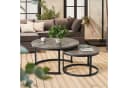 HawthyHome Couchtisch 2er-Set Grau Massivholz & Metall Bild 2