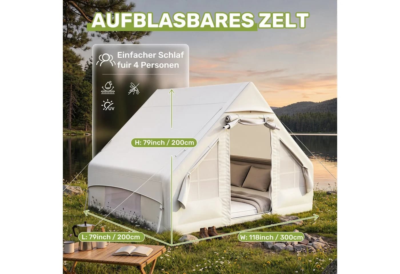 HawthyHome Faltpavillon 3x3m Weiß One-Touch System - Bild 3