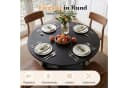 HawthyHome Runder Esstisch aus Holz mit Ablagefach & X-Gestell Schwarz Bild 5
