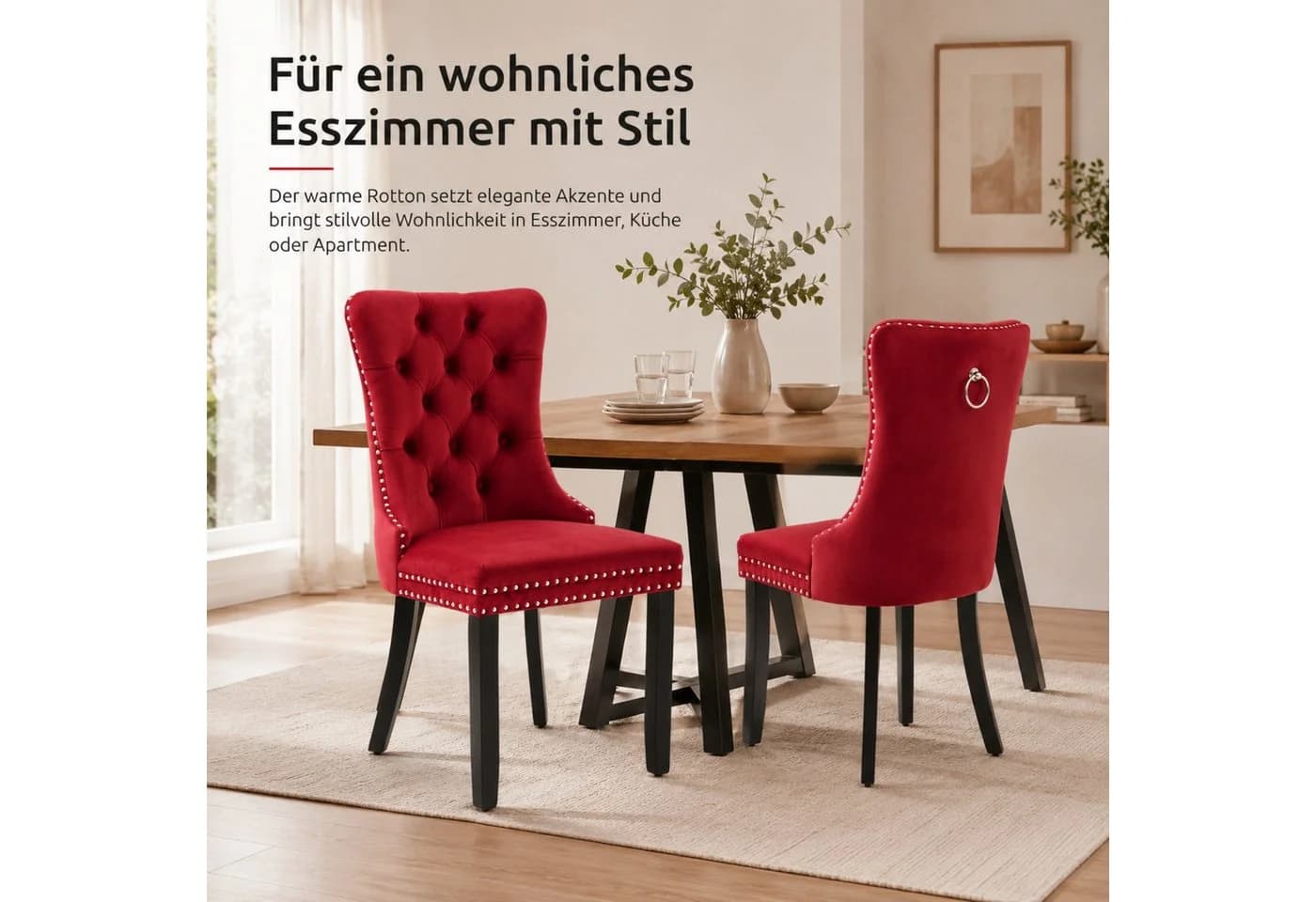ANYSUN Esszimmerstuhl 2er-Set Massivholzbeine Esszimmerstuhl - Bild 4