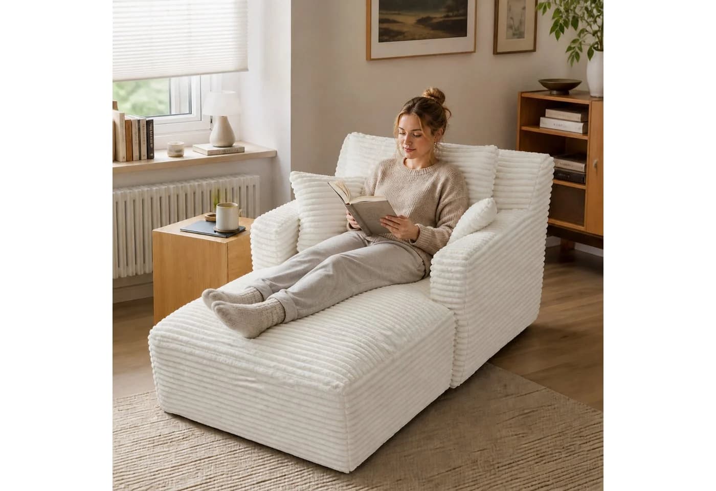 ANYSUN Sofa Cord-Schlafsofa mit 2 Kissen, Bequemes Schlafsofa, Loungesofa, Ohne Montage