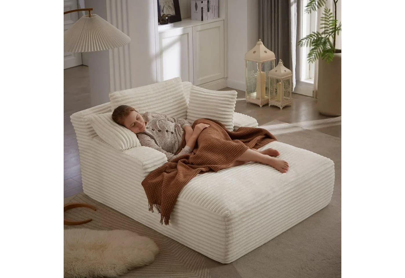ANYSUN Sofa Cord-Schlafsofa mit 2 Kissen, Bequemes Schlafsofa, Loungesofa, Ohne Montage - Bild 2
