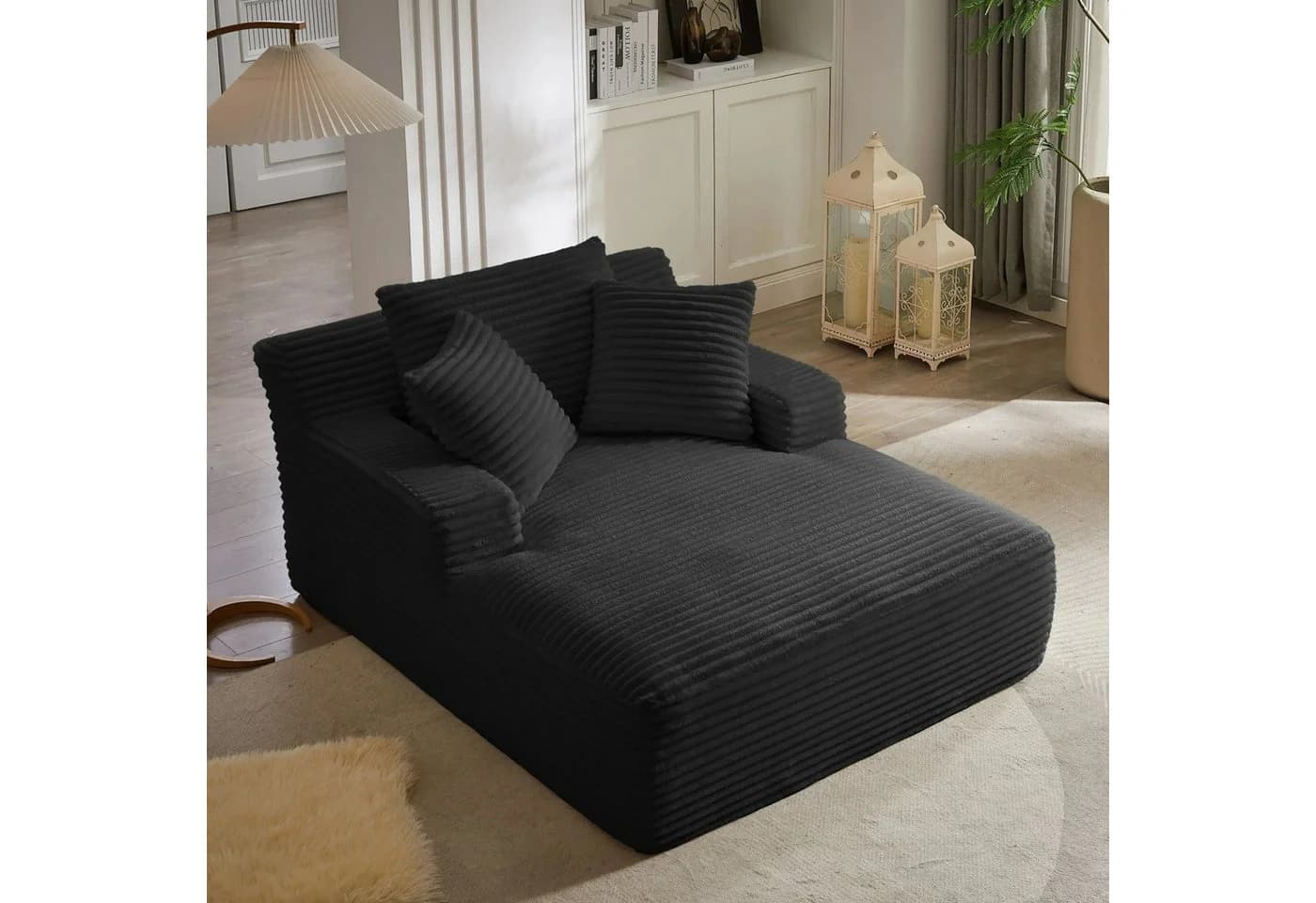 Fanttik Cord-Schlafsofa 165 cm Schwarz - Bild 2