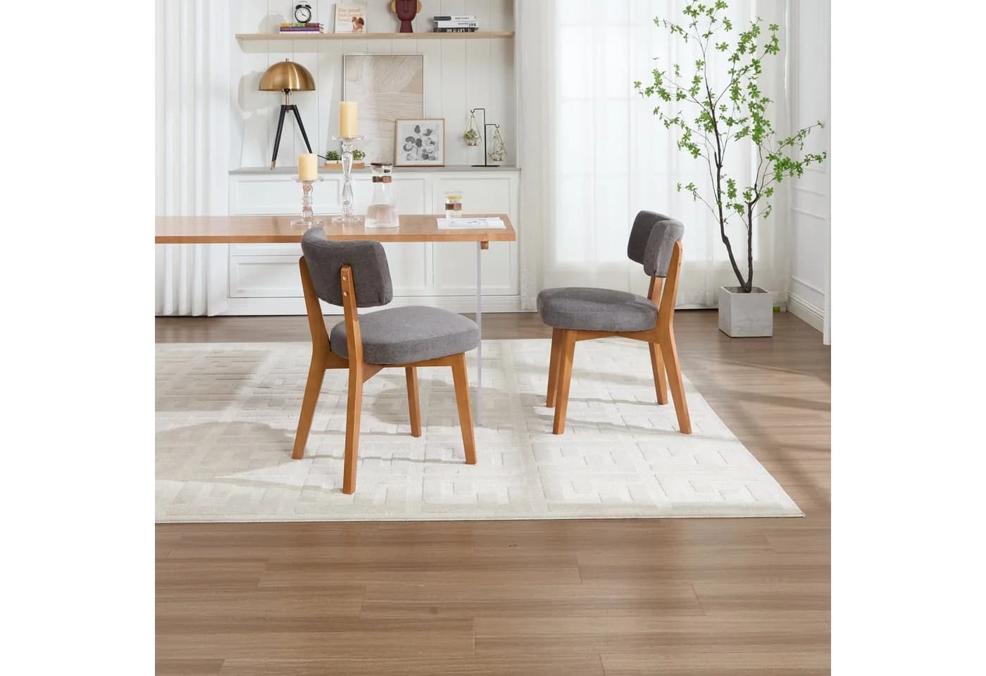 ANYSUN Esszimmerstuhl 2er Set Grau Gepolstert Holzbeine - Bild 4