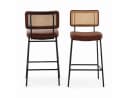 ANYSUN Barhocker 2er Set mit Rattan-Rückenlehne und Kunstleder-Sitz Bild 2