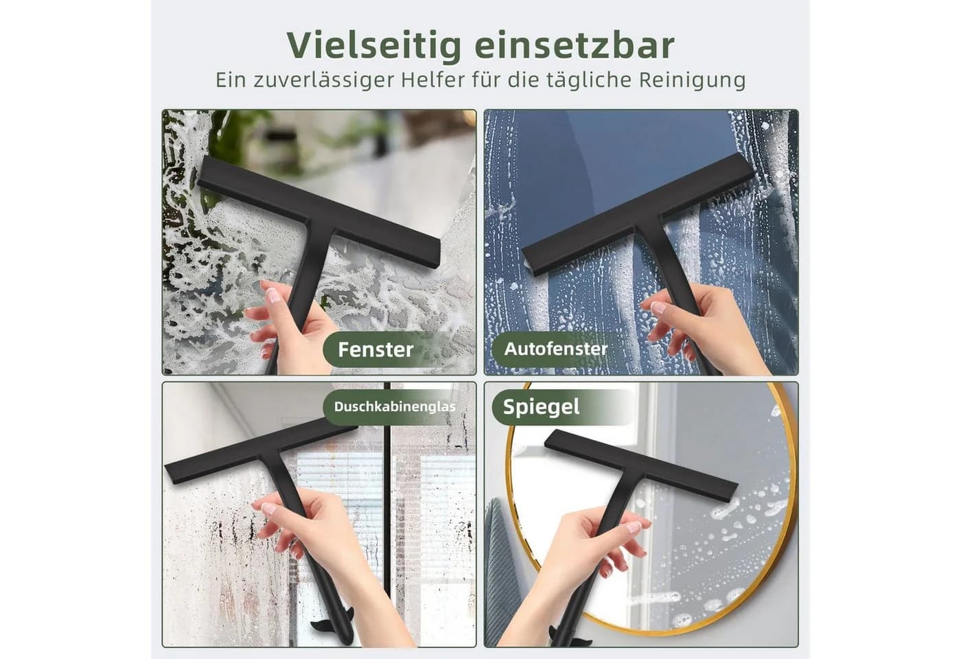 ibettertec Duschabzieher Silikon Schwarz Rutschfest 23 cm - Bild 4