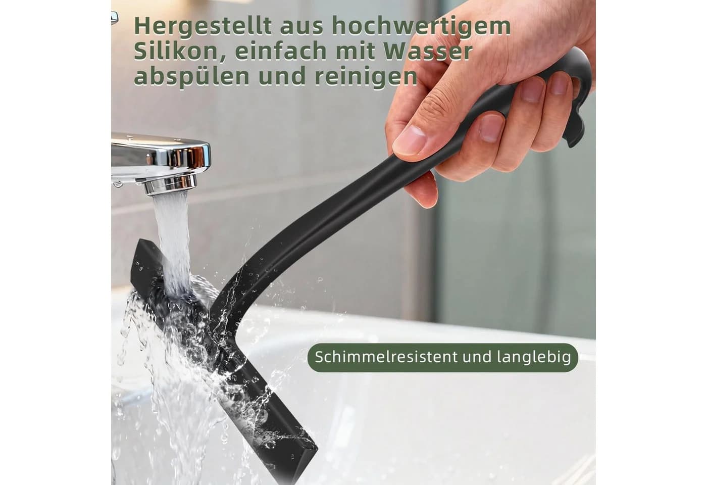 ibettertec Duschabzieher Silikon Schwarz Rutschfest 23 cm - Bild 5