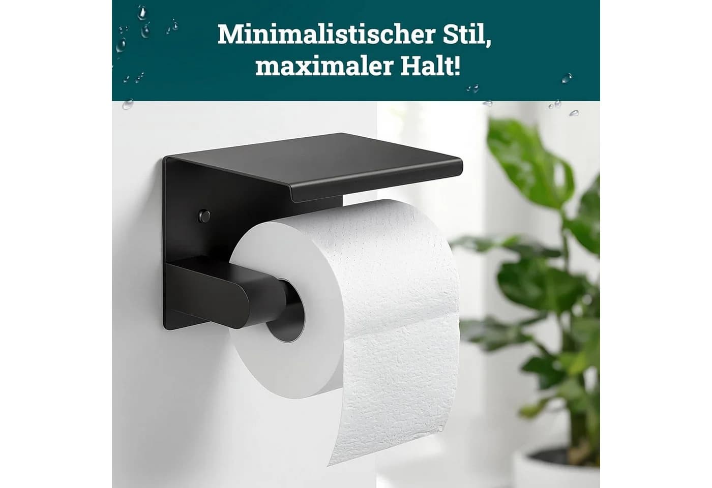 Forrlite Toilettenpapierhalter mit Ablage Edelstahl Dunkelgrau