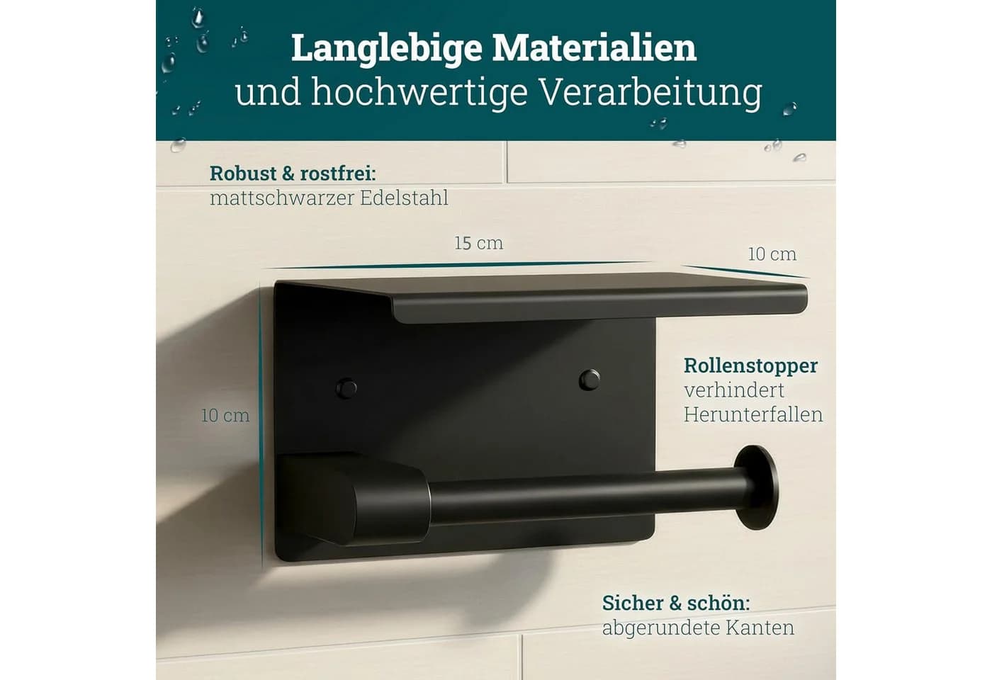 Forrlite Toilettenpapierhalter mit Ablage Edelstahl Dunkelgrau - Bild 4