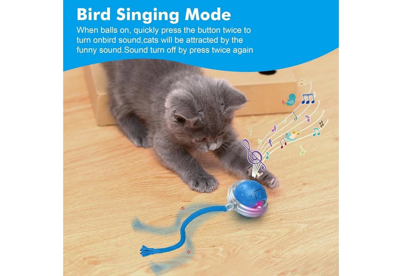Forrlite Katzenspielzeug mit LED-Licht und 360° Selbstdrehender Ball Blau - Bild 4