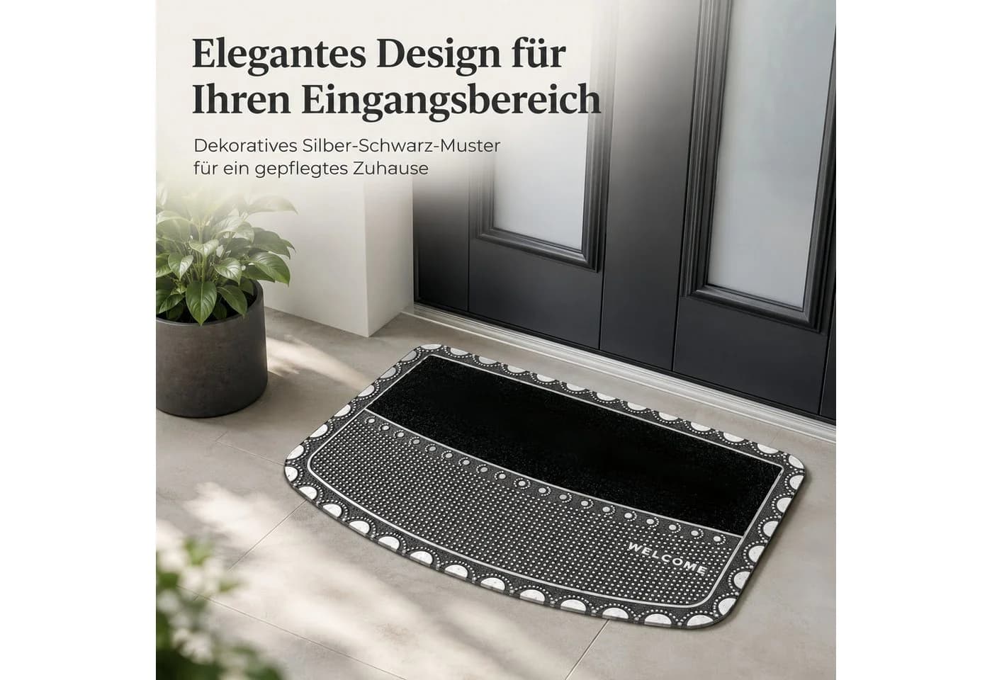 ibettertec Fußmatte 45x70 cm Schwarz Dekorativ Rutschhemmend