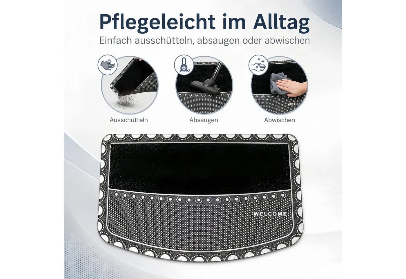ibettertec Fußmatte 45x70 cm Schwarz Dekorativ Rutschhemmend - Bild 5