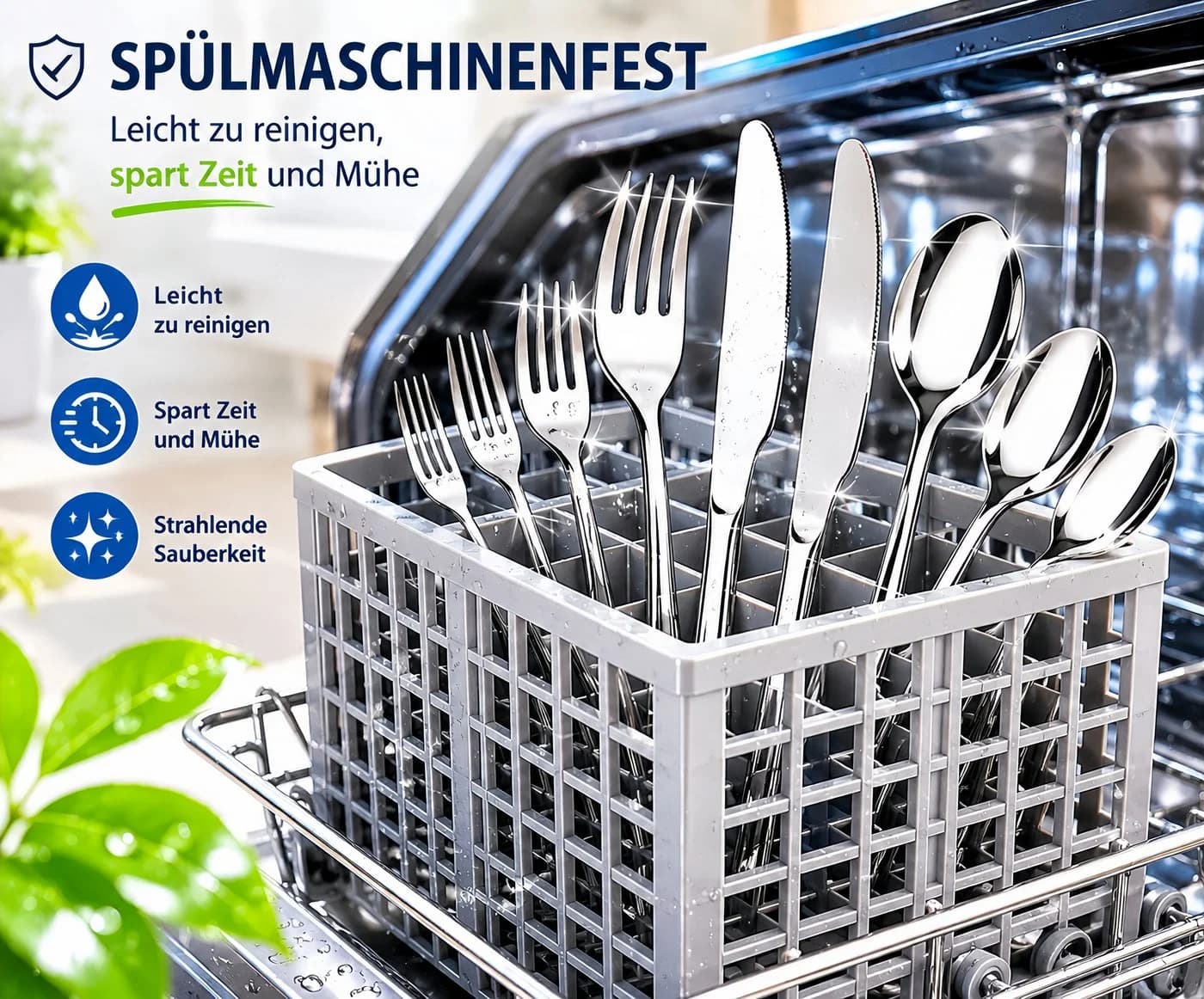 Fyrove Besteck-Set 30-teilig Edelstahl Modern Silber für 6 Personen - Bild 3