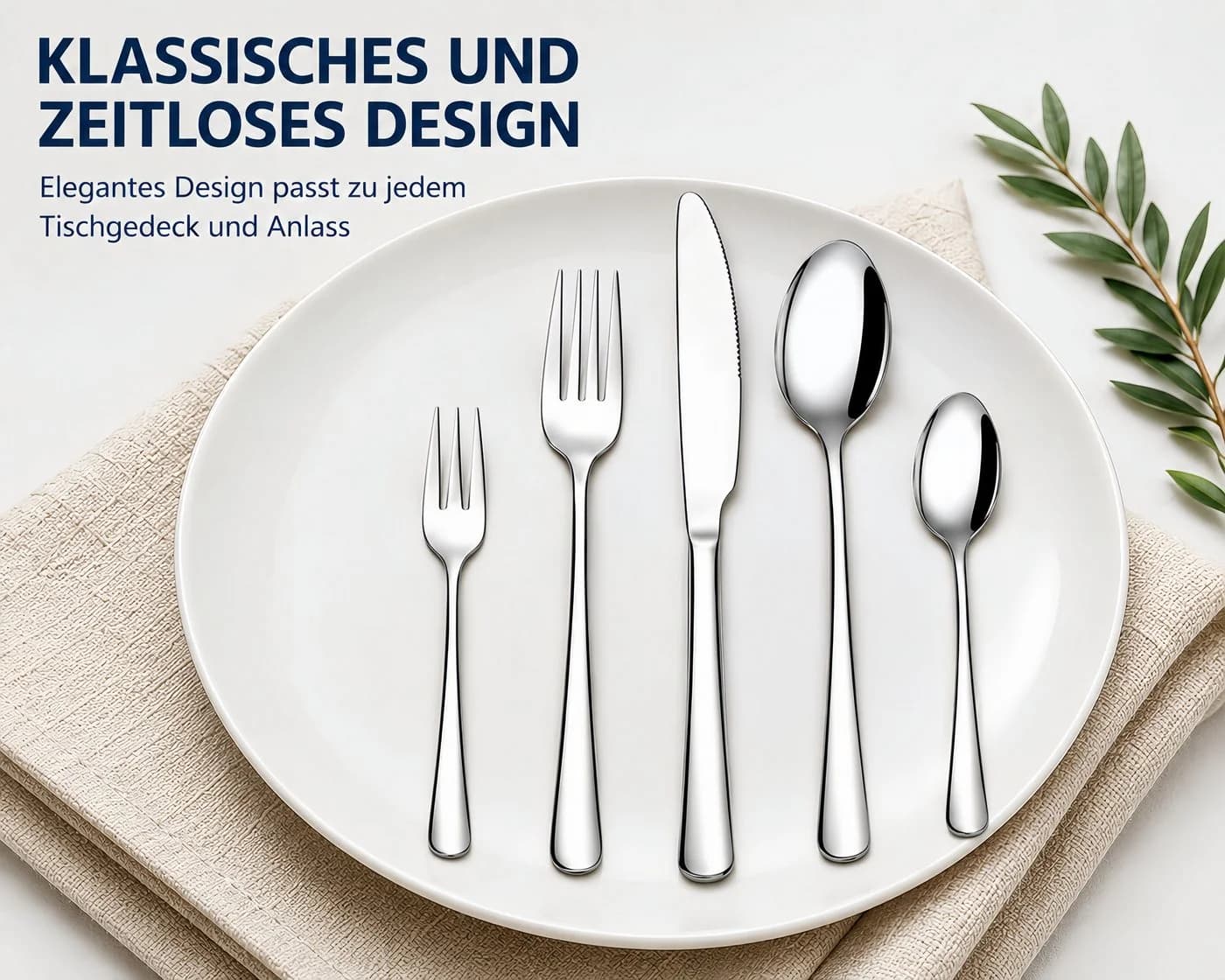 Fyrove Besteck-Set 30-teilig Edelstahl Modern Silber für 6 Personen - Bild 4