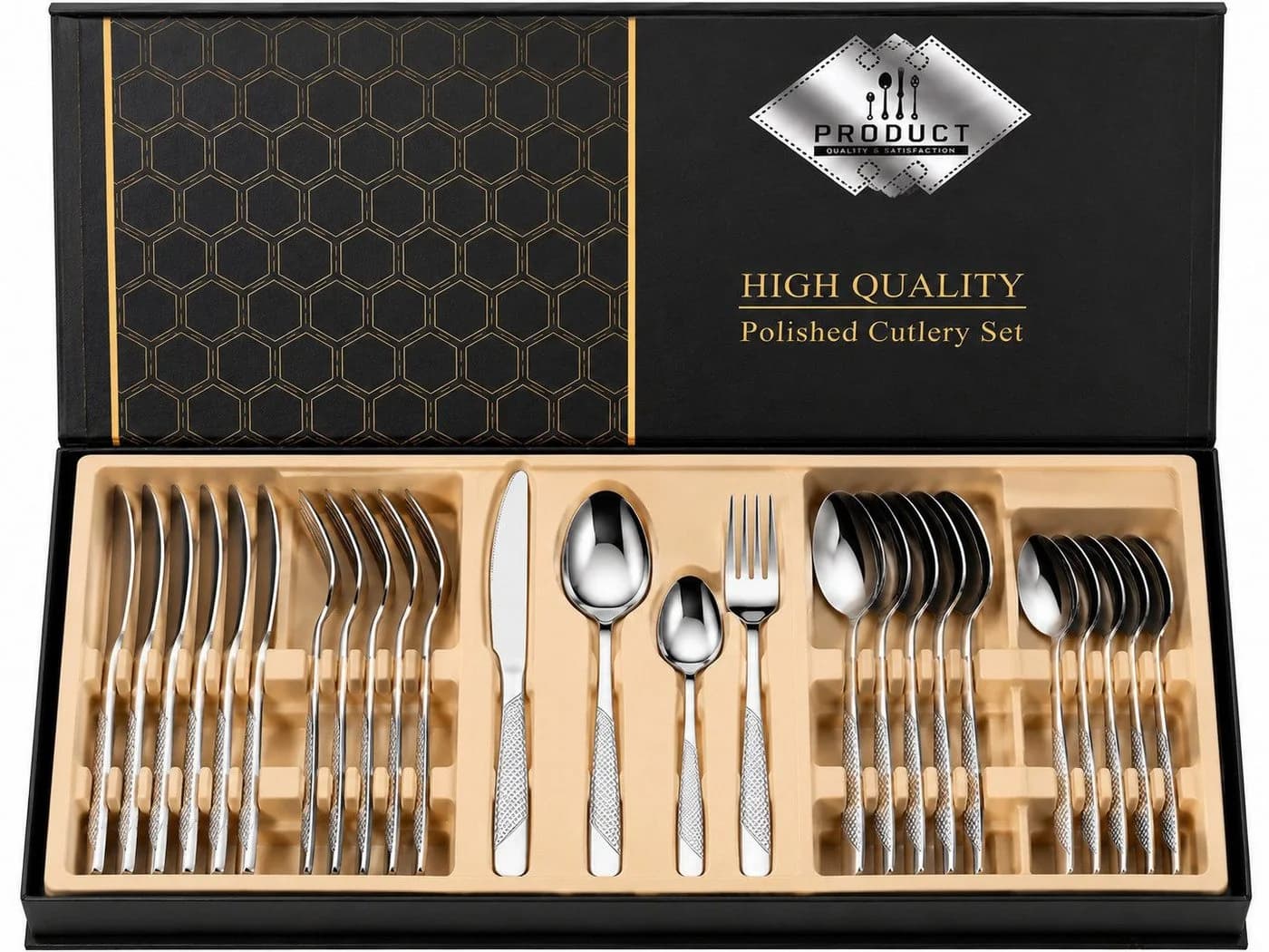 Forrlite Besteck-Set 24-teilig Edelstahl Silber für 6 Personen