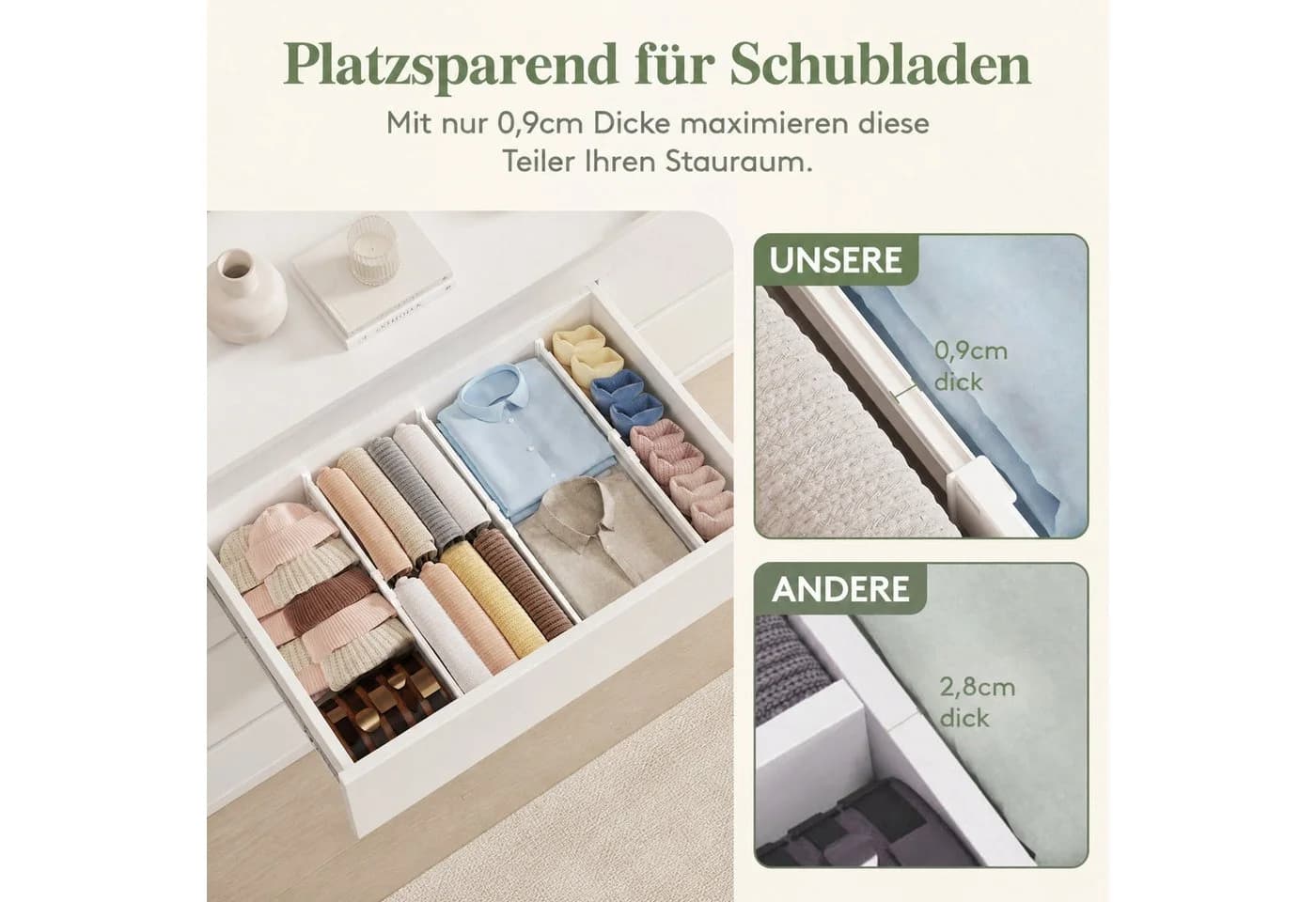 Lifewit Schubladentrenner verstellbar 35-55 cm Weiß ABS-Kunststoff - Bild 5