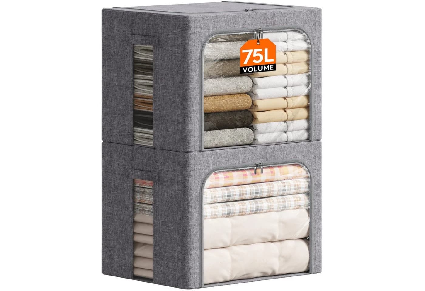 Lifewit Aufbewahrungsbox Set 2x 25L Faltbar mit Metallrahmen & Sichtfenster - Bild 2