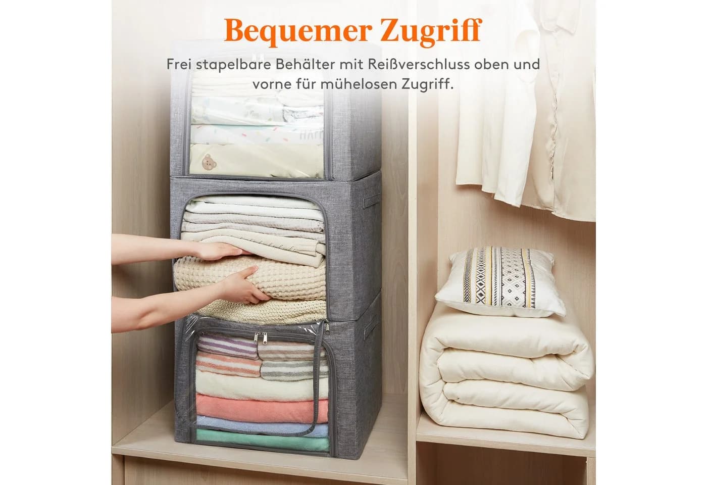 Lifewit Aufbewahrungsbox Set 2x 25L Faltbar mit Metallrahmen & Sichtfenster - Bild 5