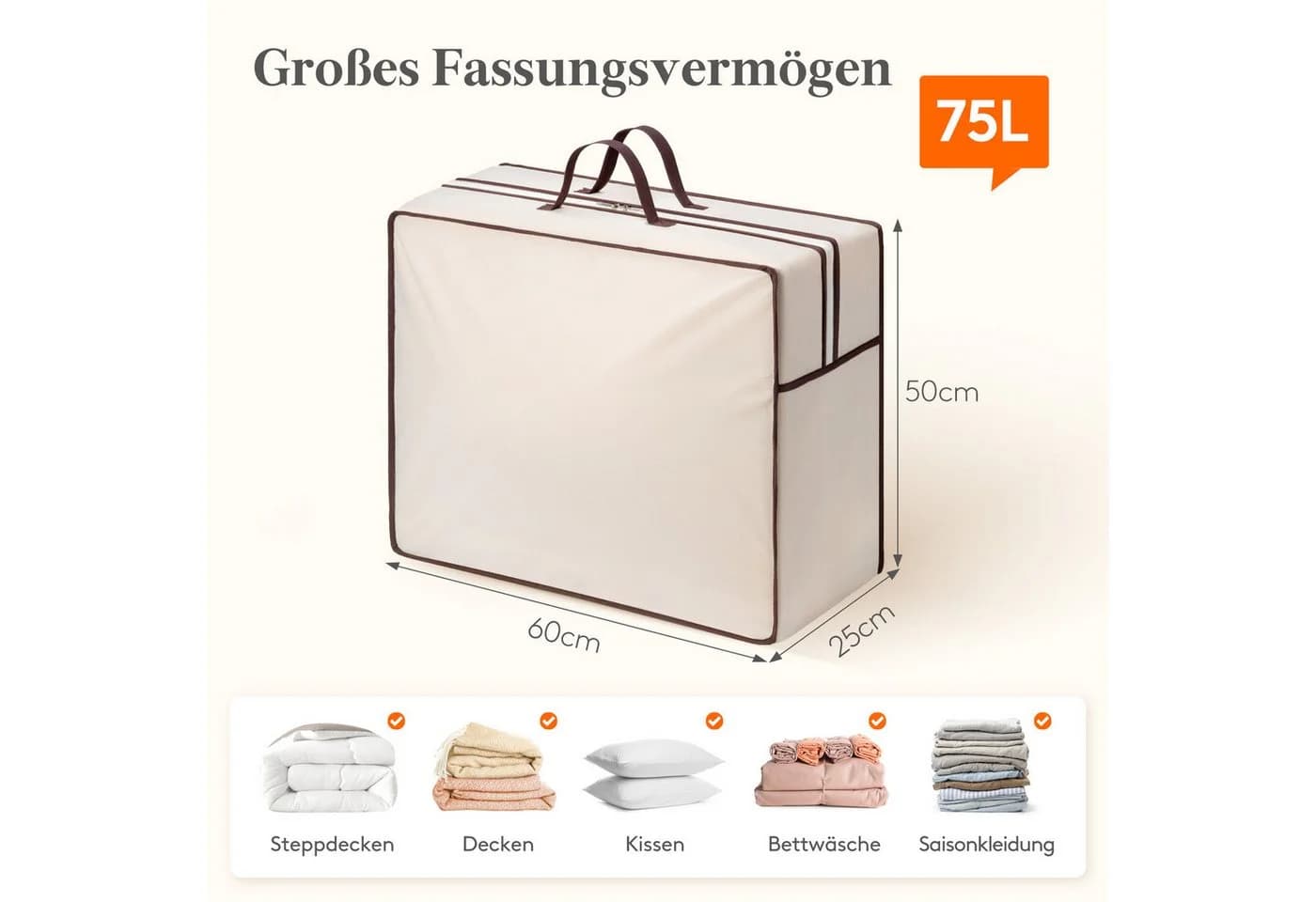 Lifewit Aufbewahrungsbox 75L mit Griffen und Reißverschluss (4 St) - Bild 3