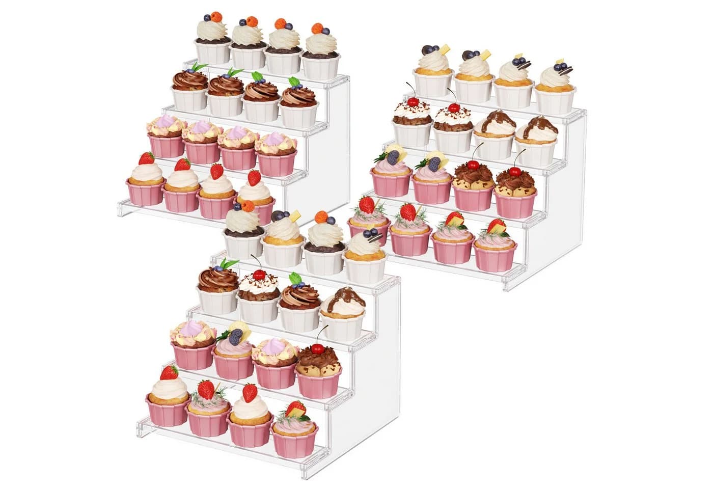 Lifewit Cupcake Display Ständer Kunststoff 3-tlg. für Muffin Dessert Donut - Bild 2