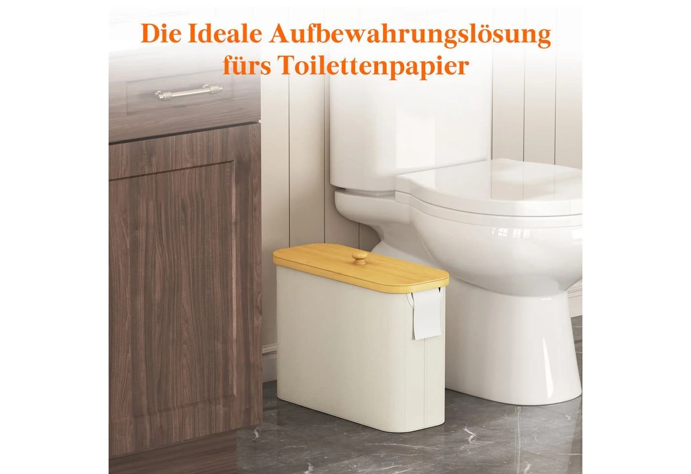 Lifewit Papiertuchbox Bambus Badezimmer Organizer Weiß