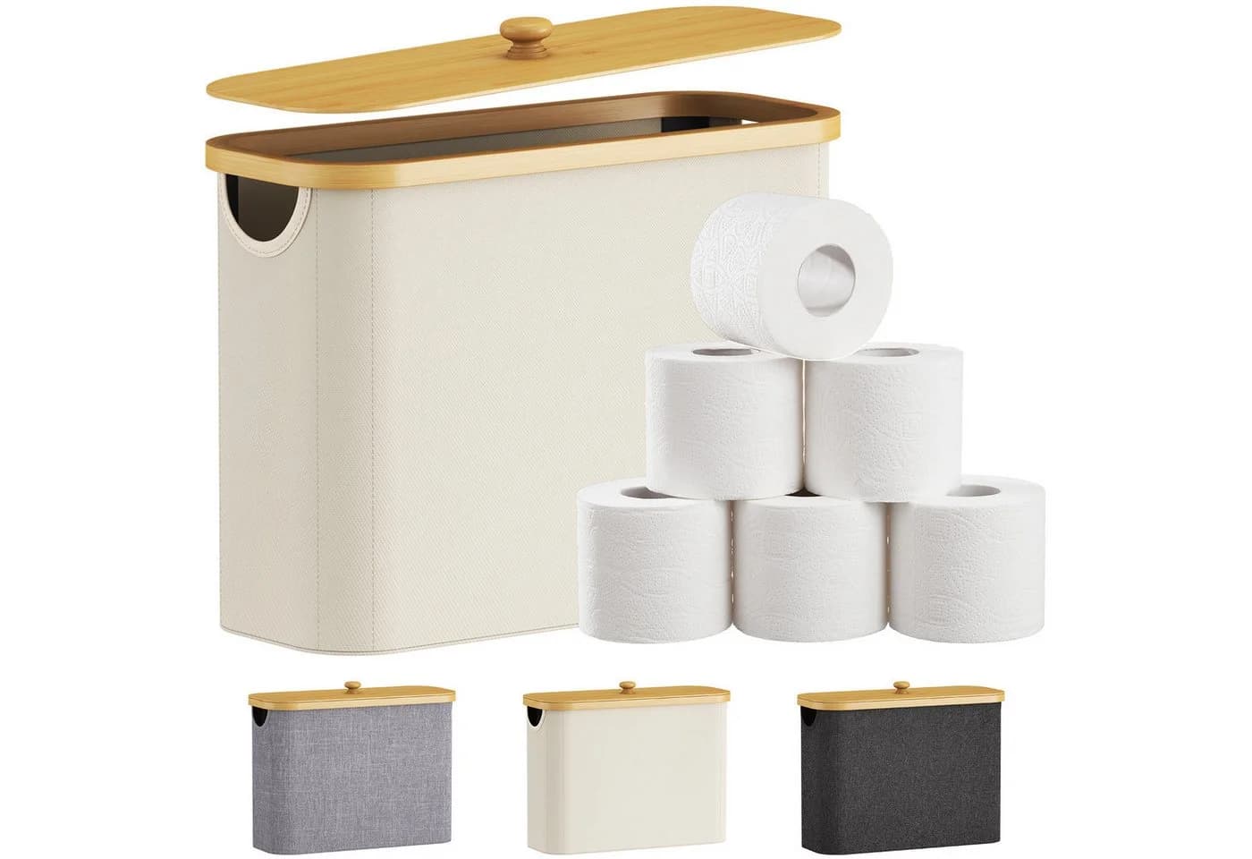 Lifewit Papiertuchbox Bambus Badezimmer Organizer Weiß - Bild 2