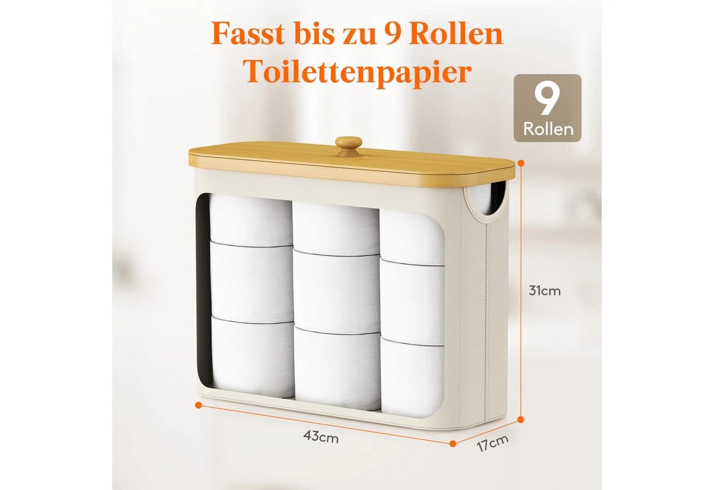 Lifewit Papiertuchbox Bambus Badezimmer Organizer Weiß - Bild 3