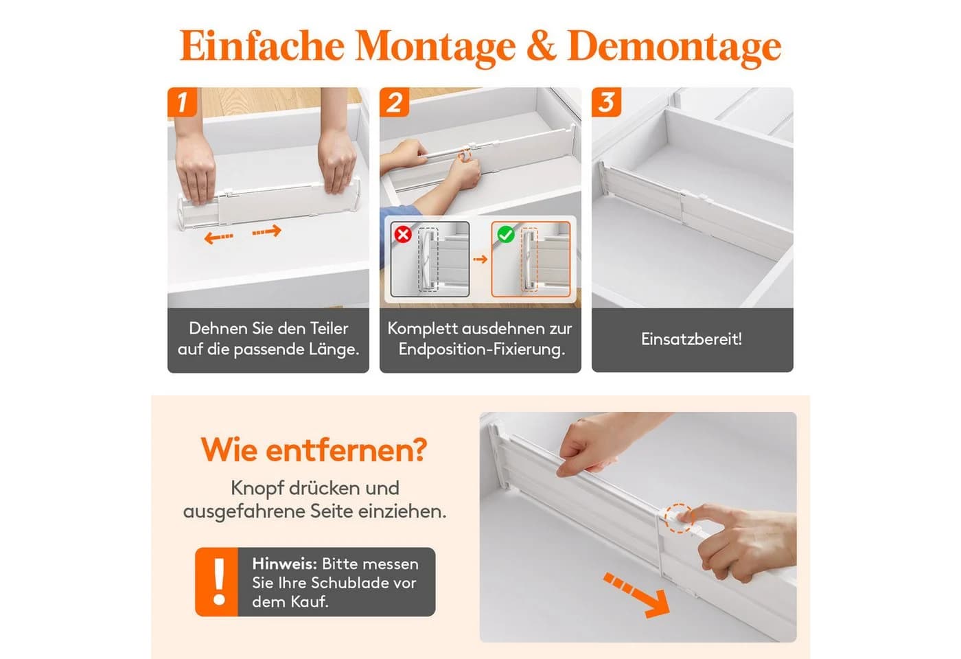 Lifewit Schubladeneinsatz Schubladentrenner Verstellbar 5 St - Bild 5