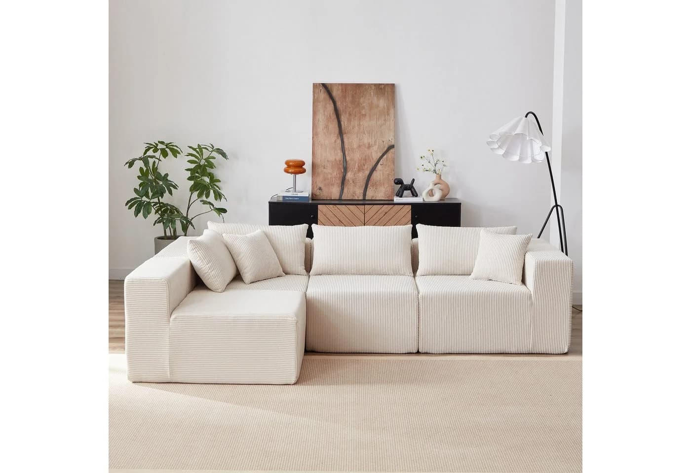 ANYSUN Modulares Ecksofa L-förmig Cord Beige