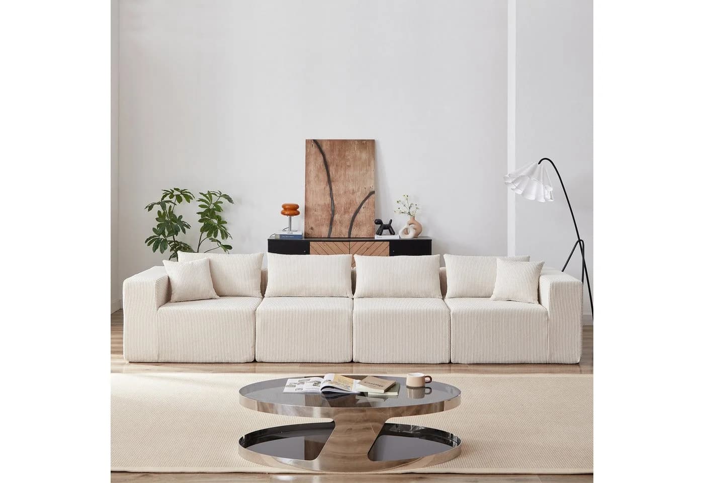 ANYSUN Modulares Ecksofa L-förmig Cord Beige - Bild 3