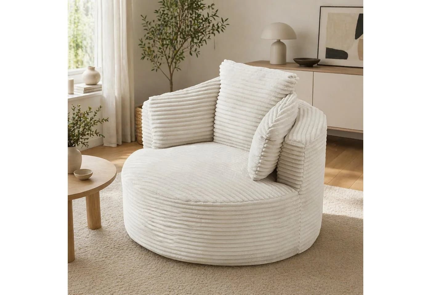 ANYSUN Relaxsessel Cord Beige Moderner Bodensessel - Bild 2