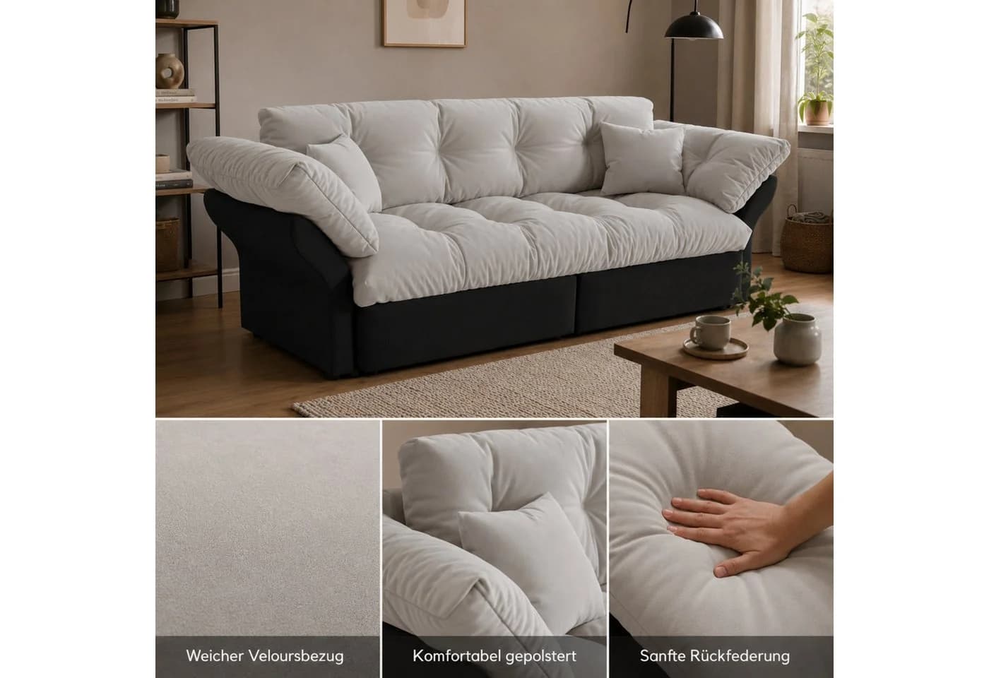 ANYSUN Schlafsofa 3-in-1 Ausziehsofa mit Schlaffunktion grau - Bild 5