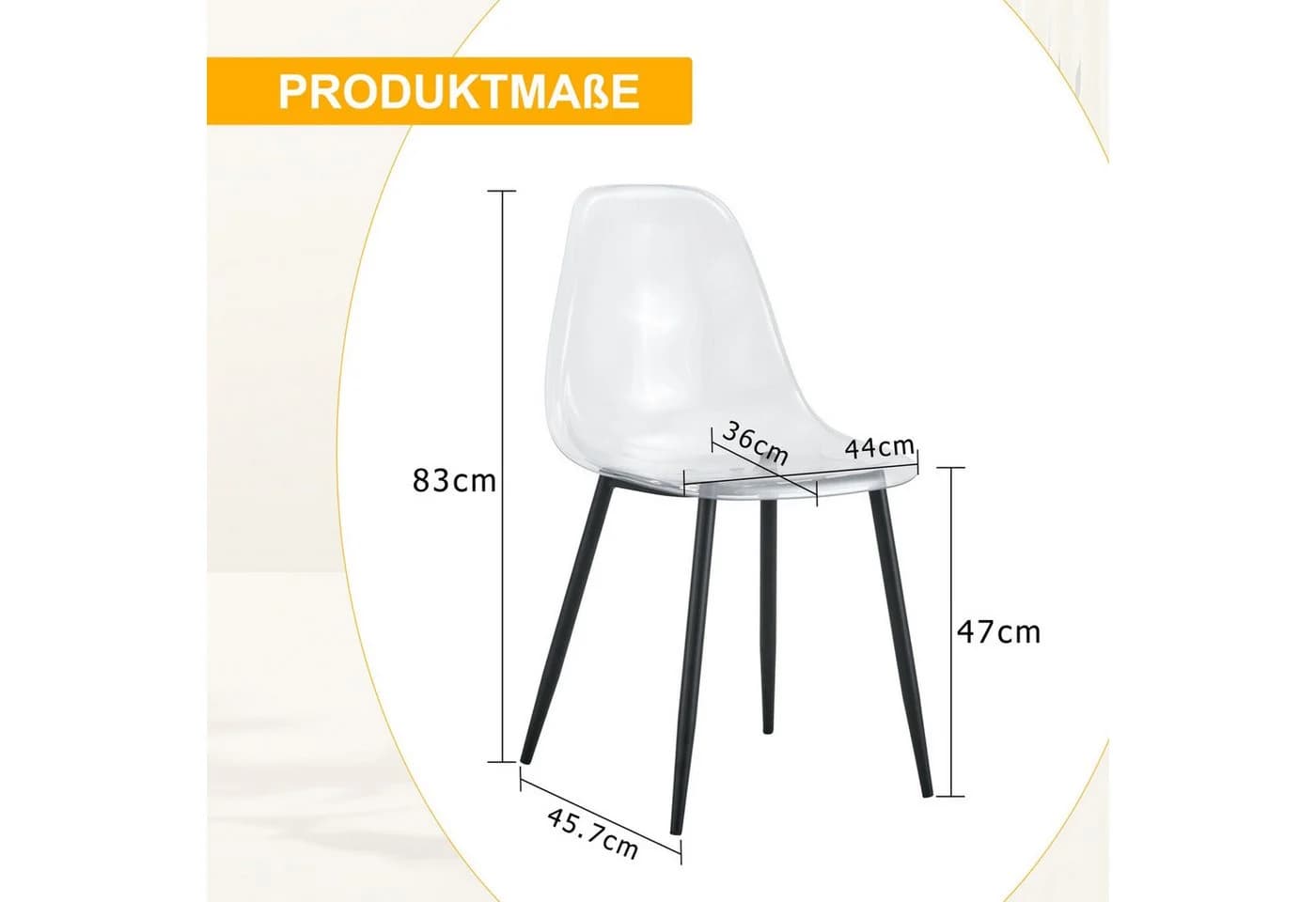 ANYSUN Esszimmerstuhl 4er Set Transparent Silber Metallbeine - Bild 3