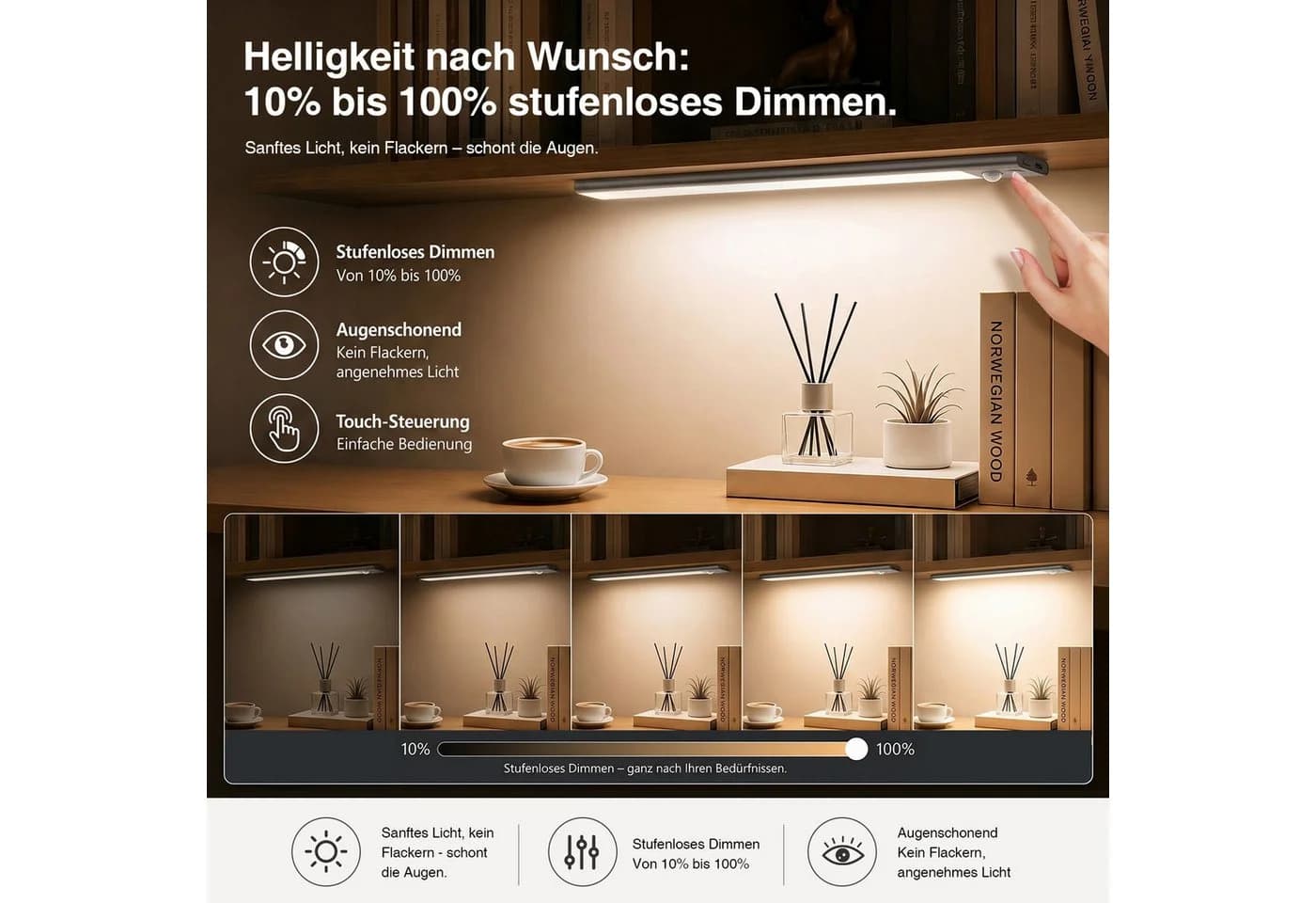 ANYSUN LED Unterbauleuchte Akku mit Bewegungsmelder & Touch-Steuerung - Bild 5