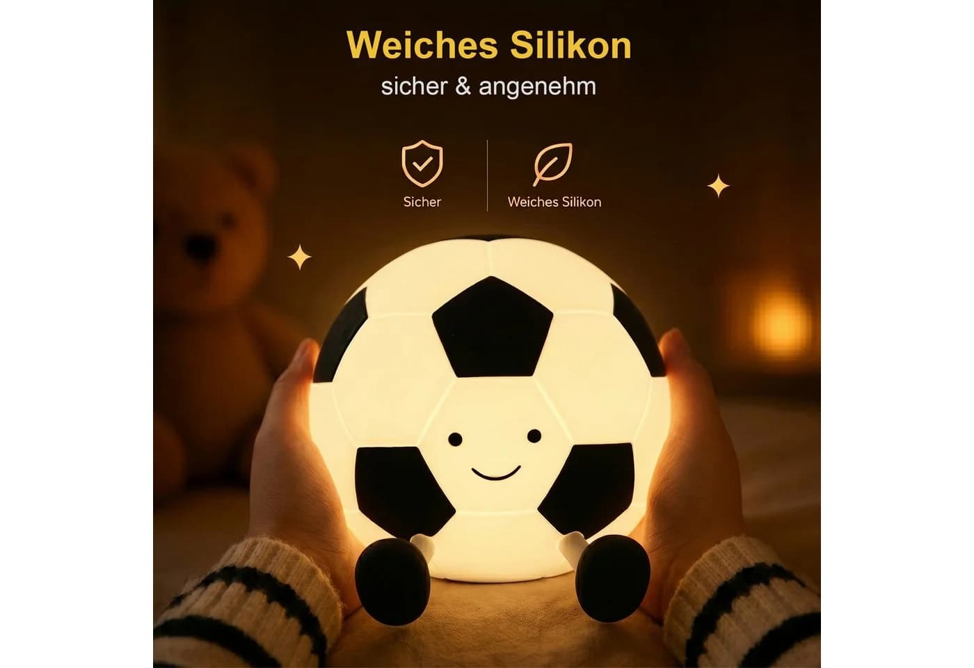 ANYSUN LED Nachtlicht Kinder Fußball Silikonlampe mit Touch-Steuerung und Timer - Bild 5