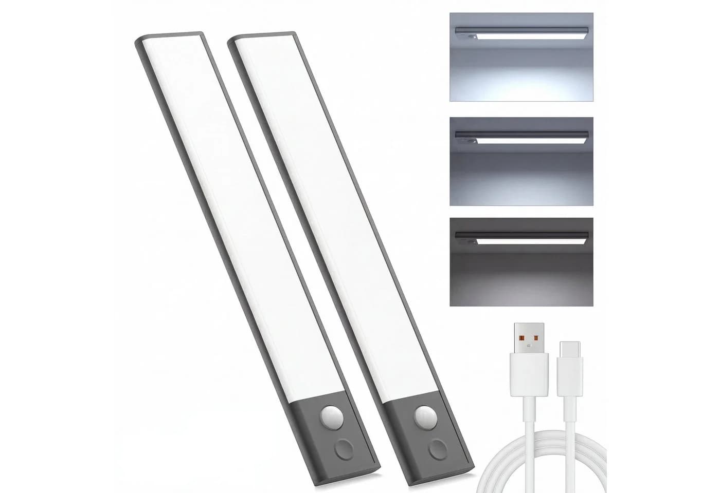 ANYSUN LED Unterbauleuchte 2er Set mit Bewegungsmelder, dimmbar, USB-C, 6000K - Bild 2