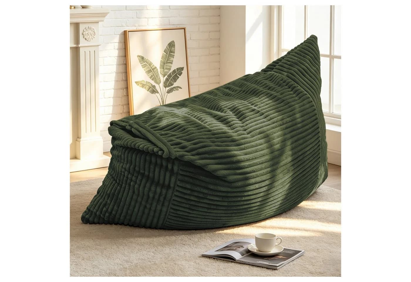 ANYSUN Übergroßer Sitzsack Cord Grau Formstabil - Bild 2