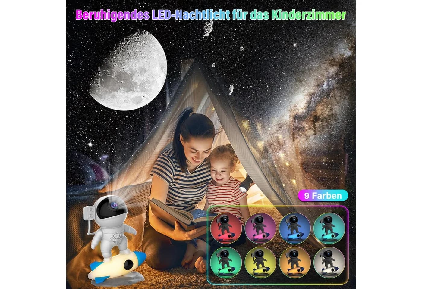 ANYSUN LED-Sternenhimmel Projektor Astronaut Weiß 13 Motive