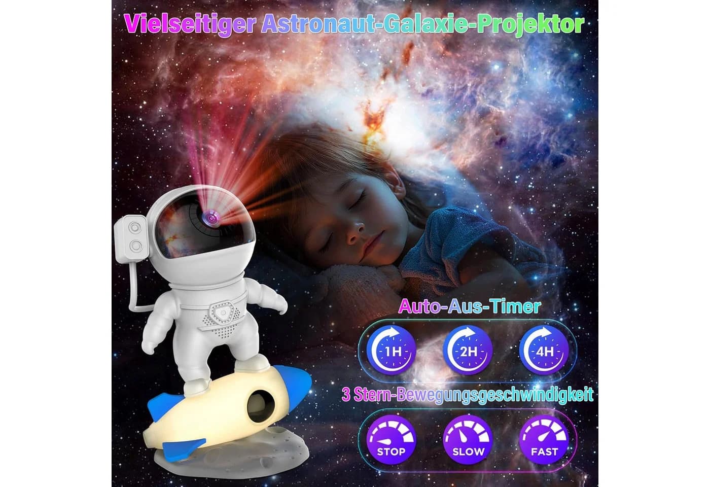 ANYSUN LED-Sternenhimmel Projektor Astronaut Weiß 13 Motive - Bild 4
