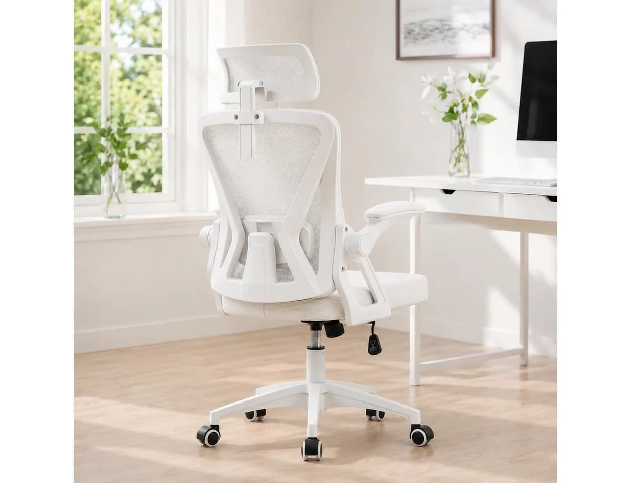 ANYSUN Bürostuhl ergonomisch Schwarz/Gold Carbonstahl